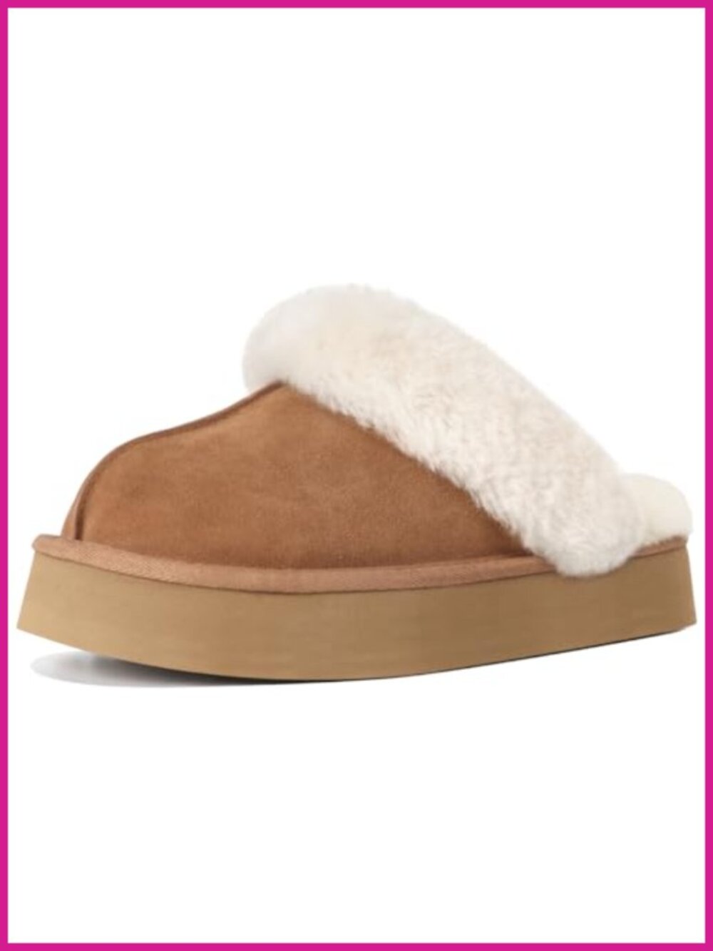 Faux Fur Lined Platform Slippers for Women Winter House Shoes